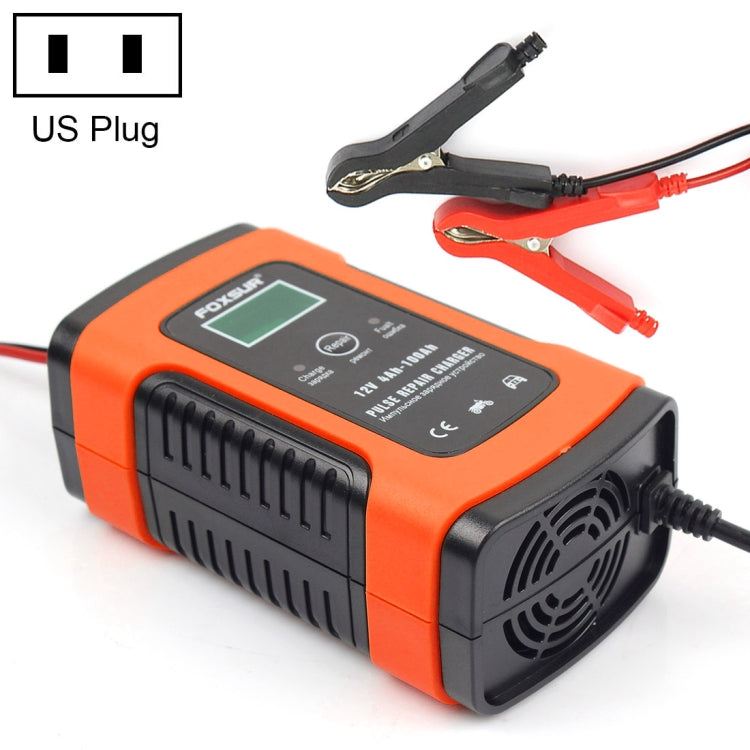 FOXSUR 12V 6A Intelligent Universal Battery Charger for Car Motorcycle, Length: 55cm, US Plug, US Plug, US Plug (Yellow)