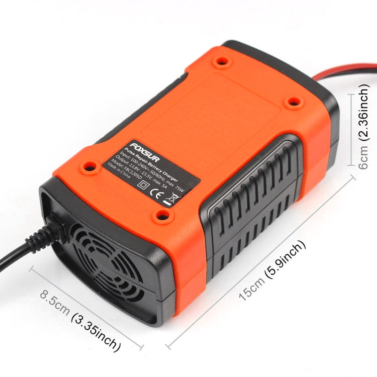 FOXSUR 12V 6A Intelligent Universal Battery Charger for Car Motorcycle, Length: 55cm, US Plug, US Plug, US Plug (Yellow)