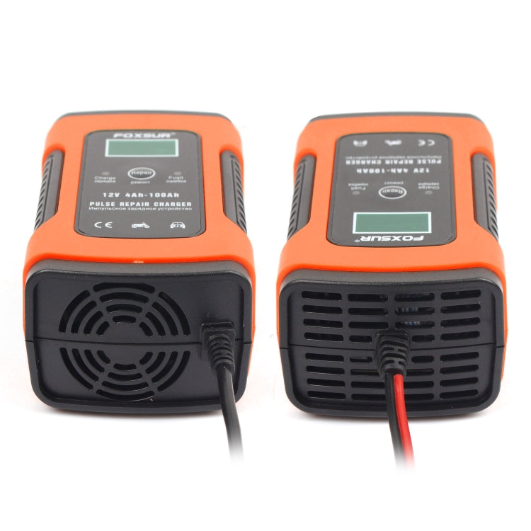 FOXSUR 12V 6A Intelligent Universal Battery Charger for Car Motorcycle, Length: 55cm, EU Plug, EU Plug (Red), EU Plug (Yellow)