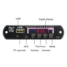 Load image into Gallery viewer, Car 12V Audio Bluetooth MP3 Player Decoder Board FM Radio TF USB 3.5 mm AUX, without Recording, without Recording