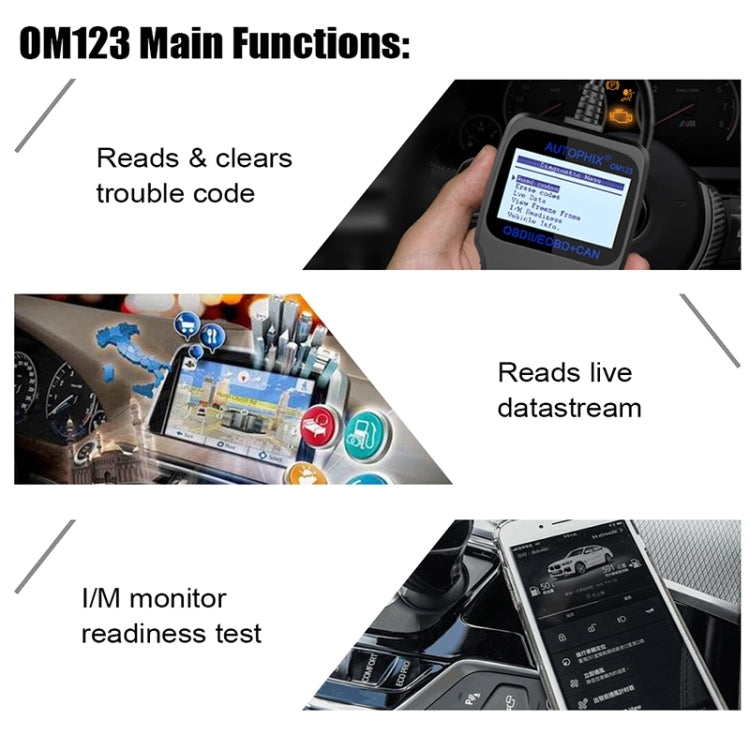 AUTOPHIX OM123 Car Portable OBD2 Scanner Car Diagnostic Tool OBD 2 Automotive Scanner EOBD Code Reader, OM123, OM123 (Orange)