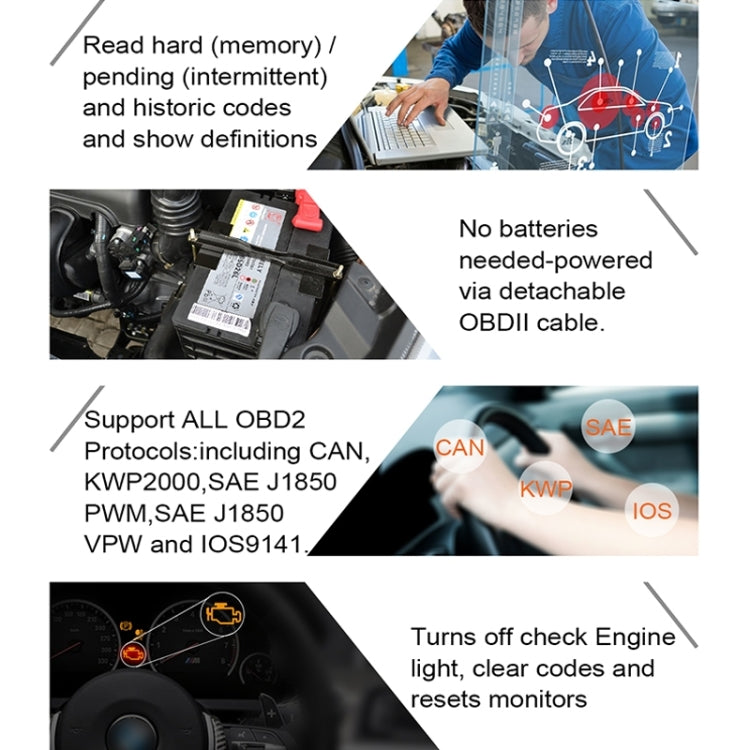 AUTOPHIX OM123 Car Portable OBD2 Scanner Car Diagnostic Tool OBD 2 Automotive Scanner EOBD Code Reader, OM123, OM123 (Orange)