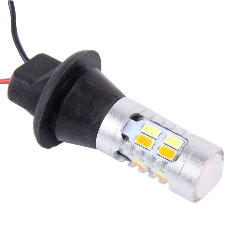 2 PCS T20/7440 10W 1000LM 6000K White + Yellow Light DRL&Turn Light with 20 SMD-5730-LED Lamps，DC 12-24V, T20 20 SMD-5730-LED Lamps
