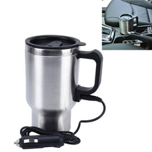 Load image into Gallery viewer, Stainless Steel Electric Smart Mug 12V Car Electric Kettle Heated Mug Car Coffee Cup With Charger Cigarette Lighter Heating Cup Kettle Vacuum Insulated Water Heater Mug, Smart Mug