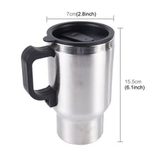 Load image into Gallery viewer, Stainless Steel Electric Smart Mug 12V Car Electric Kettle Heated Mug Car Coffee Cup With Charger Cigarette Lighter Heating Cup Kettle Vacuum Insulated Water Heater Mug, Smart Mug