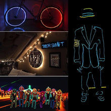 Load image into Gallery viewer, YouOKLight Neon EL Cold Round Flexible Strip Light with 3V Battery Box for Dance Party Car Decoration, Length: 3m, 3M Blue Light, 3M Grenn Light, 3M Red Light