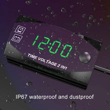 Load image into Gallery viewer, Motorcycle Multi-functional 2 in 1 Digital Display Voltmeter + Electronic Clock, 6-30V IP67