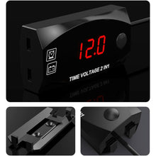 Load image into Gallery viewer, Motorcycle Multi-functional 2 in 1 Digital Display Voltmeter + Electronic Clock, 6-30V IP67
