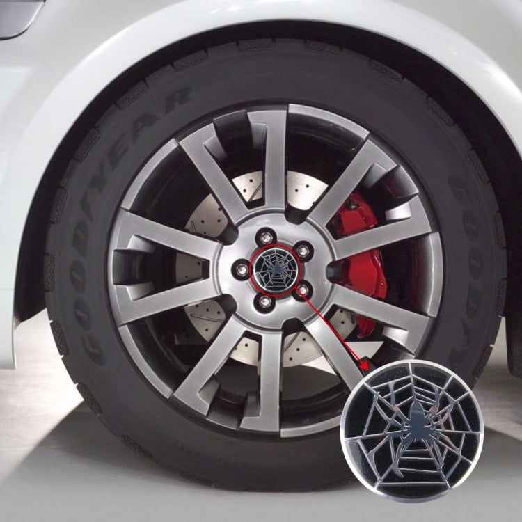 4 PCS Spider Metal Car Sticker Wheel Hub Caps Centre Cover Decoration, Spider
