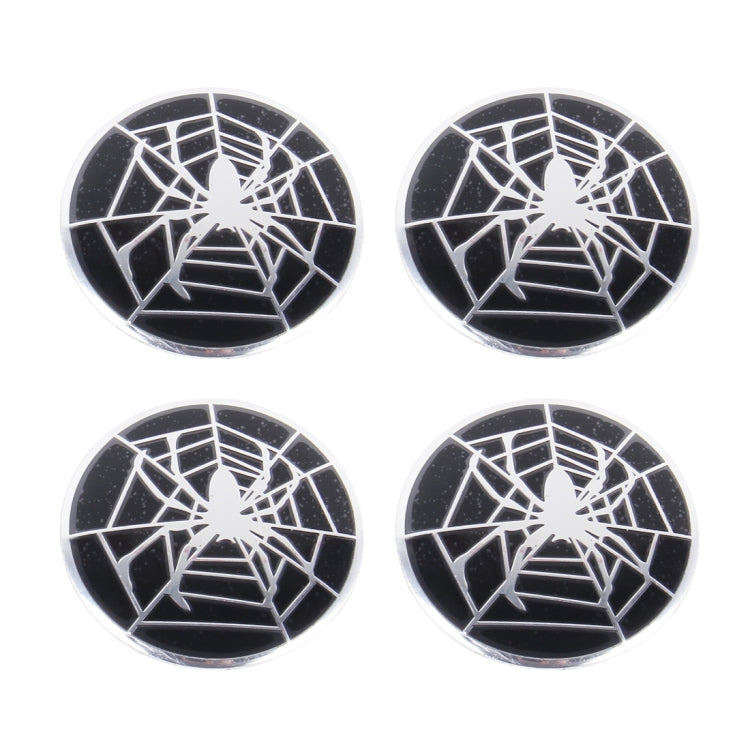 4 PCS Spider Metal Car Sticker Wheel Hub Caps Centre Cover Decoration, Spider