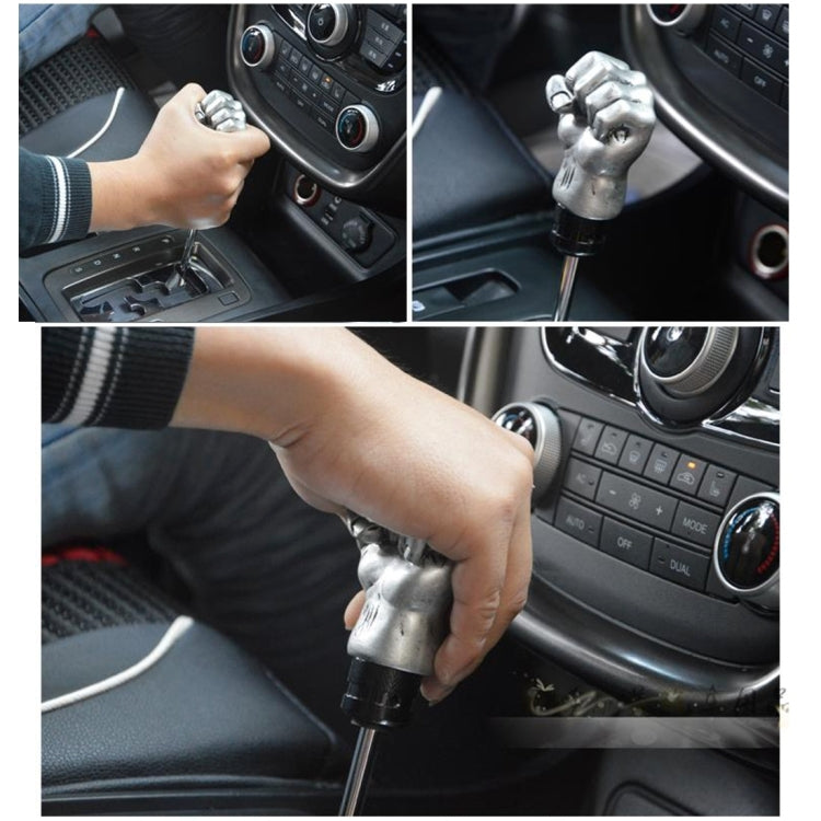 Universal Fist Shape Aluminum Manual or Automatic Gear Shift Knob Compatible with Three Rubber Covers Fit for All Car, Gold, Silver