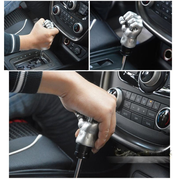 Universal Fist Shape Aluminum Manual or Automatic Gear Shift Knob Compatible with Three Rubber Covers Fit for All Car, Gold, Silver