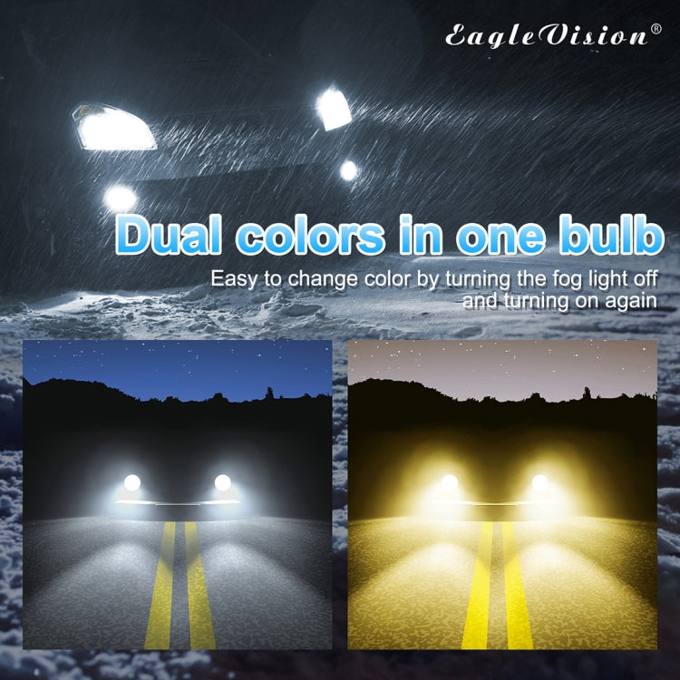 2 PCS EV15 880 / 881 DC9-32V / 6W / IP67 Car LED Double Color Fog Light, Cold White Light  + Amber Light, EV15 880 / 881