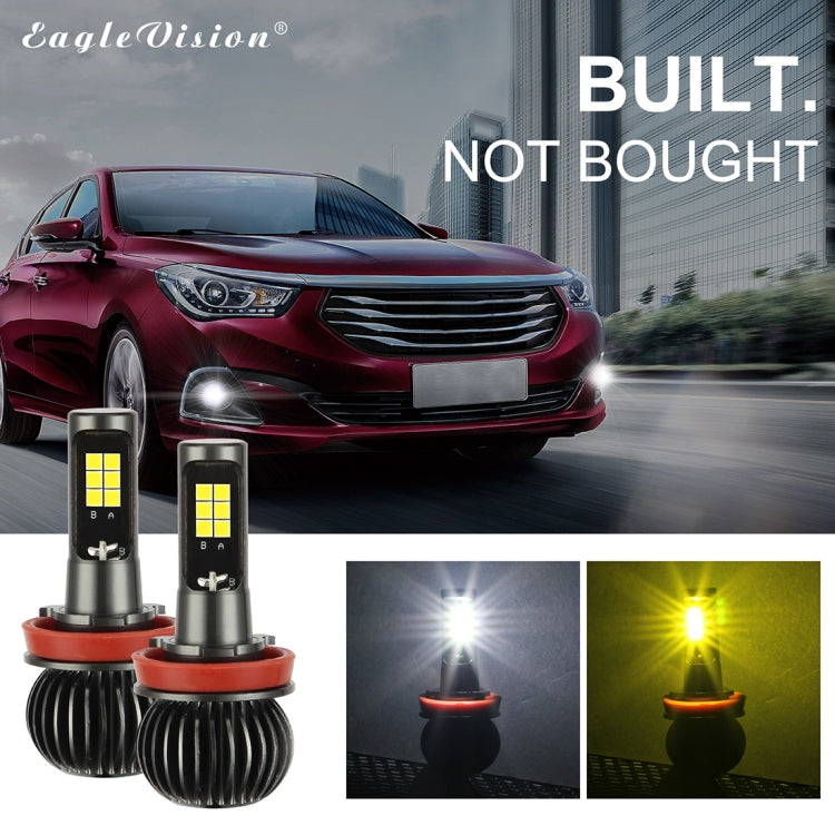 2 PCS EV15 H8 / H11 DC9-32V / 6W / IP67 Car LED Double Color Fog Light, Cold White Light + Amber Light, EV15 H8 / H11