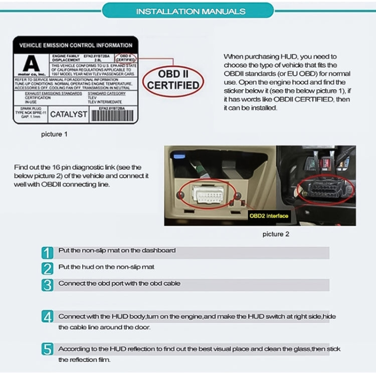A200 OBD2 3.5 inch Vehicle-mounted Head Up Display Security System, Support Car Speed / Engine Revolving Speed Display / Water Temperature / Voltage, A200