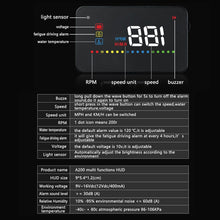 Load image into Gallery viewer, A200 OBD2 3.5 inch Vehicle-mounted Head Up Display Security System, Support Car Speed / Engine Revolving Speed Display / Water Temperature / Voltage, A200
