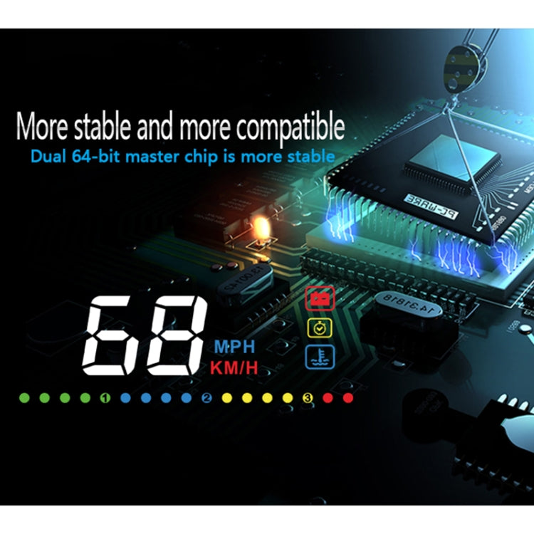 A200 OBD2 3.5 inch Vehicle-mounted Head Up Display Security System, Support Car Speed / Engine Revolving Speed Display / Water Temperature / Voltage, A200