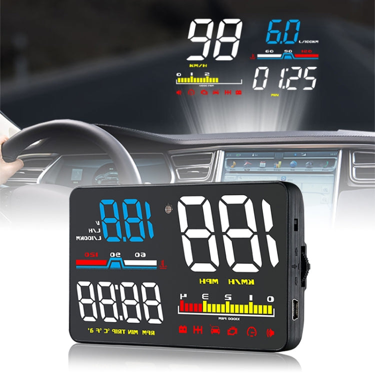 D5000 OBD2 5 inch Vehicle-mounted Head Up Display Security System, Support Car Speed / Engine Revolving Speed Display / Water Temperature / Battery Voltage / Detection and Elimination Fault Code, D5000