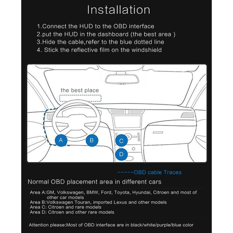 D5000 OBD2 5 inch Vehicle-mounted Head Up Display Security System, Support Car Speed / Engine Revolving Speed Display / Water Temperature / Battery Voltage / Detection and Elimination Fault Code, D5000
