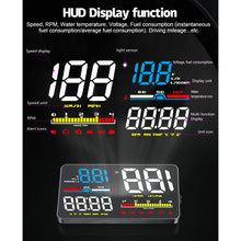 Load image into Gallery viewer, D5000 OBD2 5 inch Vehicle-mounted Head Up Display Security System, Support Car Speed / Engine Revolving Speed Display / Water Temperature / Battery Voltage / Detection and Elimination Fault Code, D5000