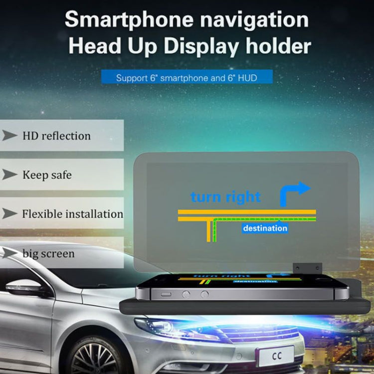 H6 Multi-function Car Smartphone Navigation Head Up Display Holder for 6 Inch Smartphone, H6