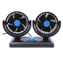 Load image into Gallery viewer, HUXIN HX-T303 6.5W 360 Degree Adjustable Rotation Two Head Low Noise Mini Electric Car Fan, DC12V, HX-T303