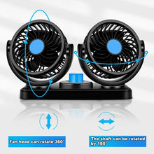 Load image into Gallery viewer, HUXIN HX-T303 6.5W 360 Degree Adjustable Rotation Two Head Low Noise Mini Electric Car Fan, DC12V, HX-T303