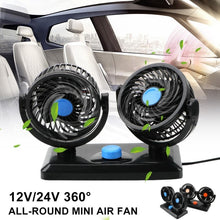 Load image into Gallery viewer, HUXIN HX-T303 6.5W 360 Degree Adjustable Rotation Two Head Low Noise Mini Electric Car Fan, DC12V, HX-T303