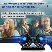 Load image into Gallery viewer, HUXIN HX-T303 6.5W 360 Degree Adjustable Rotation Two Head Low Noise Mini Electric Car Fan, DC12V, HX-T303