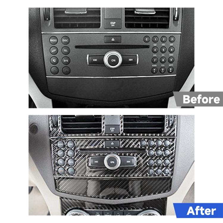 2 PCS Car CD Adjustment Frame Carbon Fiber Decorative Sticker for Mercedes-Benz W204 2007-2010, CD Adjustment Frame (A)