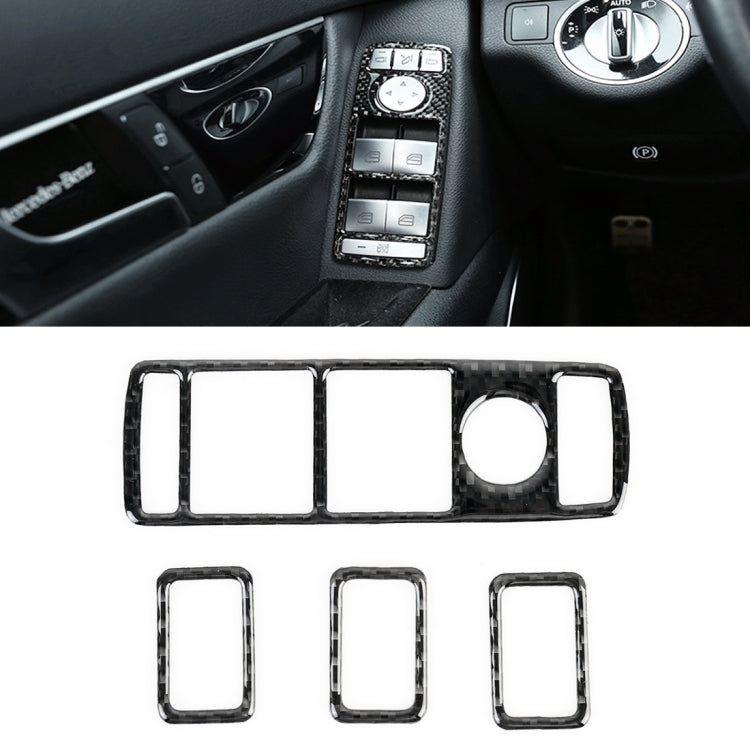 4 PCS Car Window Lift Panel Carbon Fiber Decorative Sticker for Mercedes-Benz W204 2007-2010, Window Lift Panel
