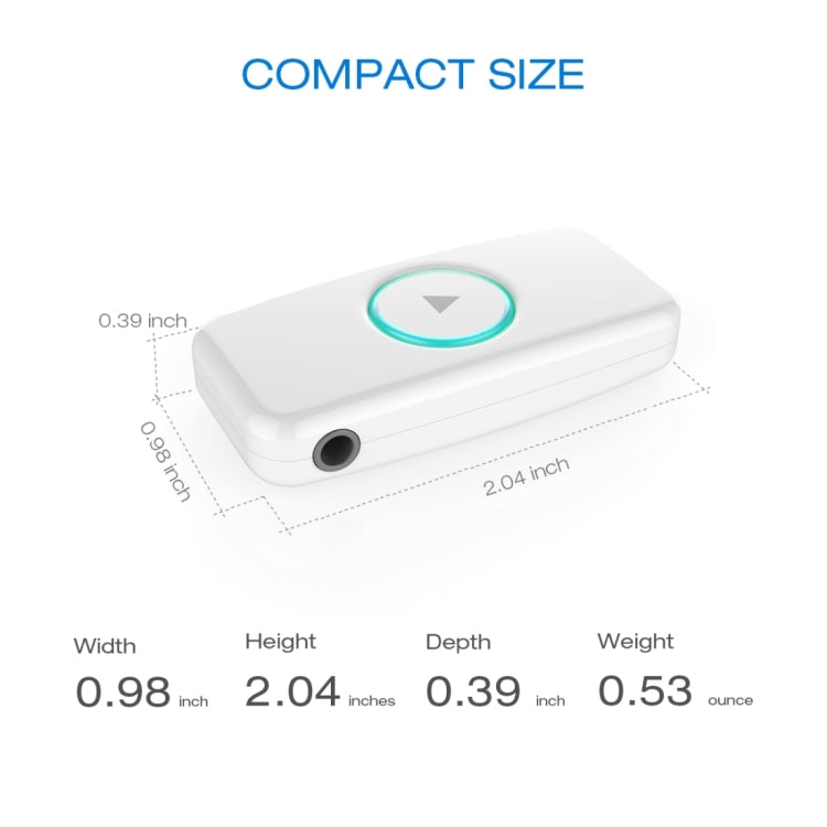 Doosl DSER102 Mini Car Bluetooth Wireless Music Receiver with 3.5mm Stereo Input Jack, DSER102