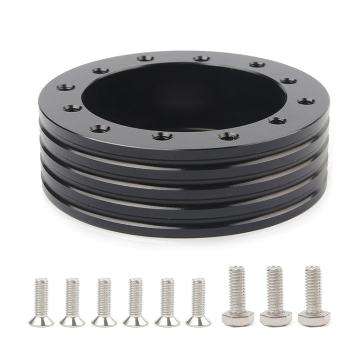 Car Hub for 6-Hole to 3-Hole Steering Wheel Adapter Boss Kit Steering Wheel Spacer Bolts, Adapter (Black), Adapter (Silver)