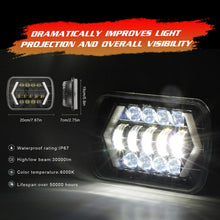 Load image into Gallery viewer, 7 inch H4 DC 9V-30V 3000LM 6000K 30W IP67 8LED Lamp Beads Car Square Shape LED Headlight Lamps for Jeep Wrangler, Square Shape