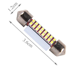 Load image into Gallery viewer, 2 PCS DC 12V 3W 36MM Bicuspid Car Door Lamps Registration Mark light Dashboard Dome Door Lights LED Reading Lamp with 16 LED SMD 3014 Lights White, 36MM