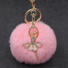 Load image into Gallery viewer, Ballet Golden Keychain Key Holder Key Chains Rings Holder Rex Rabbit Car Bag Pendant Fashion Bag Ornaments Pendant, Random Color Delivery, Rex Rabbit Shape