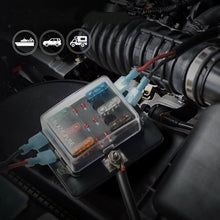 Load image into Gallery viewer, Universal 6 Way Fuse Box Block Fuse Holder Box Car Vehicle Circuit Automotive Blade Tool 6 Way Fuse Block, DC 10V-32V, 6 Way Fuse Box