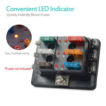 Load image into Gallery viewer, Universal 6 Way Fuse Box Block Fuse Holder Box Car Vehicle Circuit Automotive Blade Tool 6 Way Fuse Block, DC 10V-32V, 6 Way Fuse Box