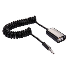 Load image into Gallery viewer, 3.5mm Male to USB 2.0 Female Audio Converter Retractable Coiled Cable for Car MP3 Speaker U Disk, Length: 1m, 1pcs