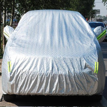 Load image into Gallery viewer, Aluminum Film PEVA Cotton Wool Anti-Dust Waterproof Sunproof Anti-frozen Anti-scratch Heat Dissipation SUV Car Cover with Warning Strips, Fits Cars up to 4.8m(187 inch) in Length, 187inch (L)/its Cars up to 4.8m(187 inch) in Length