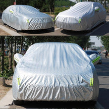 Load image into Gallery viewer, Aluminum Film PEVA Cotton Wool Anti-Dust Waterproof Sunproof Anti-frozen Anti-scratch Heat Dissipation SUV Car Cover with Warning Strips, Fits Cars up 5.1m(199 inch) in Length, 199inch (XL)/Fits Cars up 5.1m(199 inch) in Length