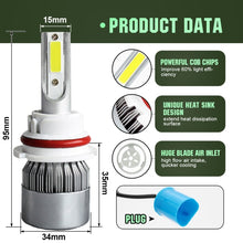 Load image into Gallery viewer, 2pcs 9004 18W 1800LM 6000K Waterproof IP68 Car Auto LED Headlight with 2 COB LED Lamps, DC 9-36V, 9004