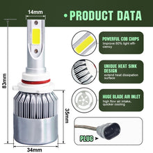 Load image into Gallery viewer, 2 PCS C9 9006 18W 1800LM 6000K Waterproof IP68 Car Auto LED Headlight with 2 COB LED Lamps, DC 9-36V, 9006