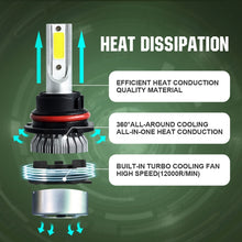 Load image into Gallery viewer, 2pcs 9007 18W 1800LM 6000K Waterproof IP68 Car Auto LED Headlight with 2 COB LED Lamps, DC 9-36V, 9007