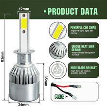 Load image into Gallery viewer, 2pcs H1 18W 1800LM 6000K Waterproof IP68 Car Auto LED Headlight with 2 COB LED Lamps, DC 9-36V, H1