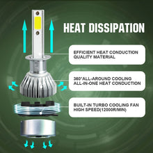 Load image into Gallery viewer, 2pcs H1 18W 1800LM 6000K Waterproof IP68 Car Auto LED Headlight with 2 COB LED Lamps, DC 9-36V, H1
