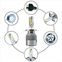 Load image into Gallery viewer, 2pcs H4 18W 1800LM 6000K Waterproof IP68 Car Auto LED Headlight with 2 COB LED Lamps, DC 9-36V, H4