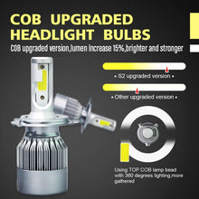 Load image into Gallery viewer, 2pcs H4 18W 1800LM 6000K Waterproof IP68 Car Auto LED Headlight with 2 COB LED Lamps, DC 9-36V, H4