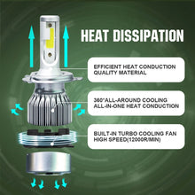 Load image into Gallery viewer, 2pcs H4 18W 1800LM 6000K Waterproof IP68 Car Auto LED Headlight with 2 COB LED Lamps, DC 9-36V, H4
