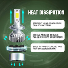Load image into Gallery viewer, 2pcs H7 18W 1800LM 6000K Waterproof IP68 Car Auto LED Headlight with 2 COB LED Lamps, DC 9-36V, H7